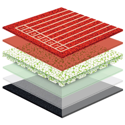 海南无缝预制型塑胶跑道非渗水自结纹面层方案一